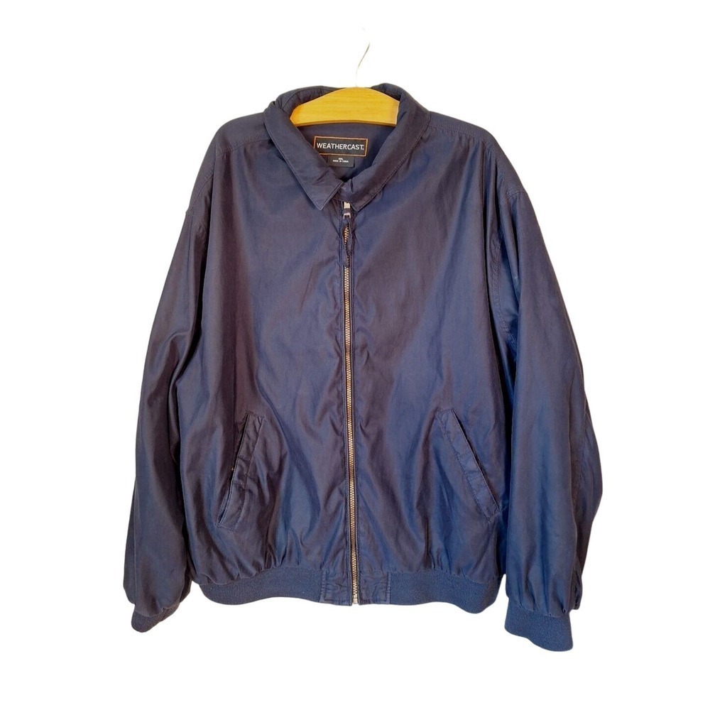 Weathercast Navy Blue Harrington Bomber Jacket Men Size XXL